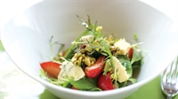 Arugula, "pickled" Strawberries, Candied Pistachios And Crumbled Blue Cheese Salad by Michelle Bernstein